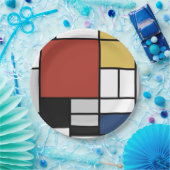 モンドリアン絵画ズレッド飛行機イエローブラックグレーブルー ペーパープレート (パーティー)