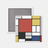 モンドリアン絵画ズレッド飛行機イエローブラックグレーブルー マグネット (正面/裏面)