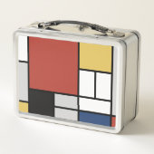 モンドリアン絵画ズレッド飛行機イエローブラックグレーブルー メタルランチボックス (裏面)