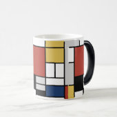 モンドリアン絵画ズレッド飛行機イエローブラックグレーブルー モーフィングマグカップ (正面右)