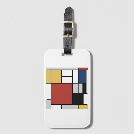 モンドリアン絵画ズレッド飛行機イエローブラックグレーブルー ラゲッジタグ (正面縦)