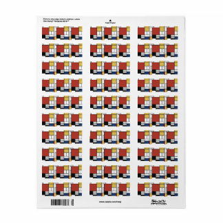 モンドリアン絵画ズレッド飛行機イエローブラックグレーブルー ラベル