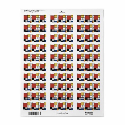 モンドリアン絵画ズレッド飛行機イエローブラックグレーブルー ラベル (フルシート)