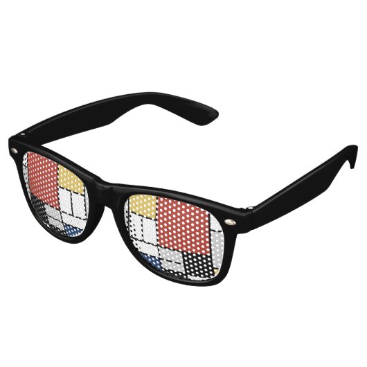 モンドリアン絵画ズレッド飛行機イエローブラックグレーブルー レトロサングラス (アングル)