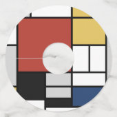 モンドリアン絵画ズレッド飛行機イエローブラックグレーブルー ワイングラスタグ (裏面)