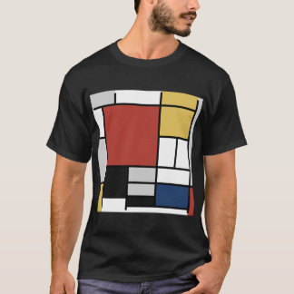 モンドリアン絵画ズレッド飛行機イエローブラックグレーブルー Tシャツ