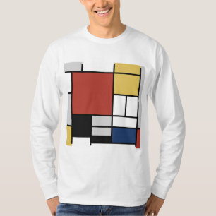 モンドリアン絵画ズレッド飛行機イエローブラックグレーブルー Tシャツ