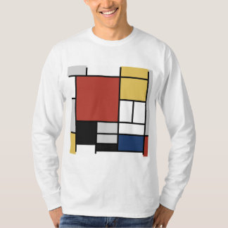 モンドリアン絵画ズレッド飛行機イエローブラックグレーブルー Tシャツ