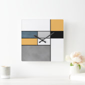 モンドリアン霊感 スクエア壁時計 (ホーム)