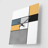 モンドリアン霊感 スクエア壁時計 (傾斜)