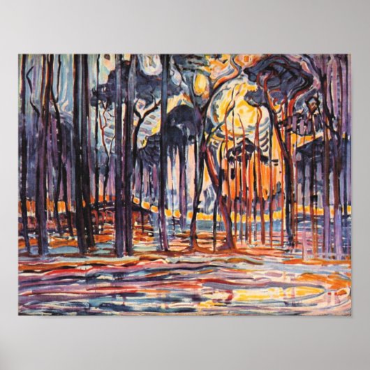 モンドリアン – オエレ近郊のウッズ ポスター (正面)