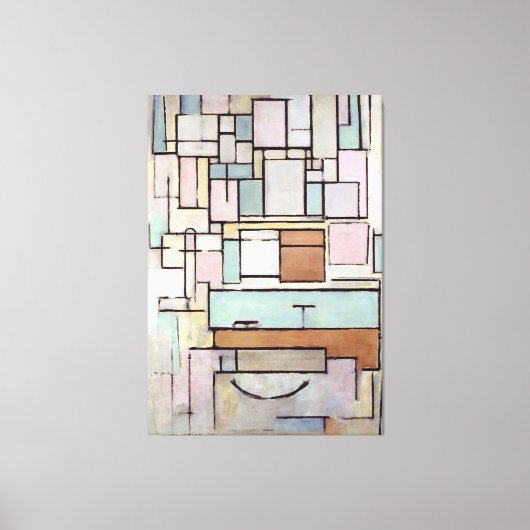 モンドリアン – カラー付きコンポーネント飛行機: FAサード – 1914 キャンバスプリント (正面)