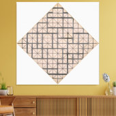 モンドリアン – グリッド付きコンポジション4: LOZENGE - 1919 キャンバスプリント (インサイチュ (リビング))