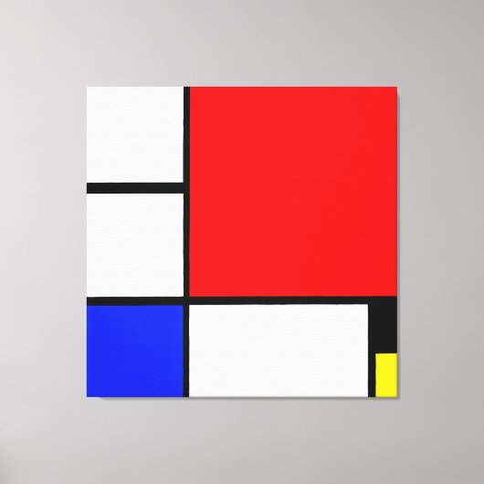 モンドリアン – コンポジション番号IIと赤い青色の黄色 キャンバスプリント (正面)