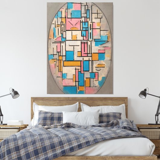 モンドリアン – コンポーネント楕円形で色飛行機1 1914 キャンバスプリント (インサイチュ (寝室))