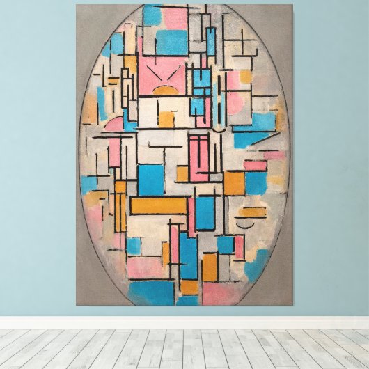 モンドリアン – コンポーネント楕円形で色飛行機1 1914 キャンバスプリント (インサイチュ (ウッドフロア))