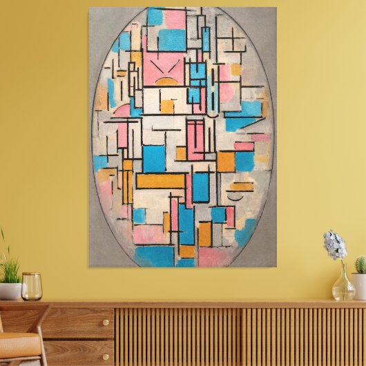 モンドリアン – コンポーネント楕円形で色飛行機1 1914 キャンバスプリント (インサイチュ (リビング))