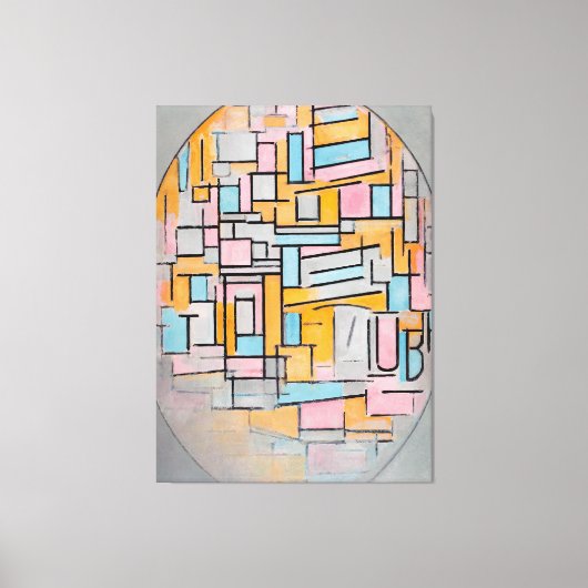 モンドリアン – コンポーネント楕円形で色飛行機2 1914 キャンバスプリント (正面)