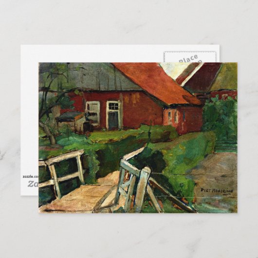 モンドリアン – ファーム建物とブリッジ ポストカード (正面/裏面)