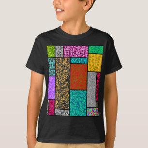 モンドリアン フラワー グラフィック デザイン アブストラクション Tシャツ