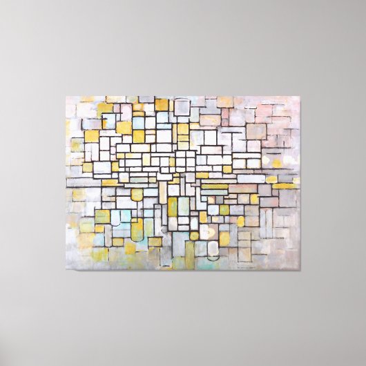 モンドリアン – ブルー、グレー、ピンクのコンポジション – 1913 キャンバスプリント (正面)