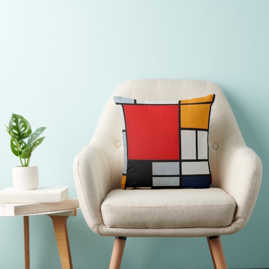 モンドリアン – 大きな赤の飛行機を持つコンポジション クッション (椅子)