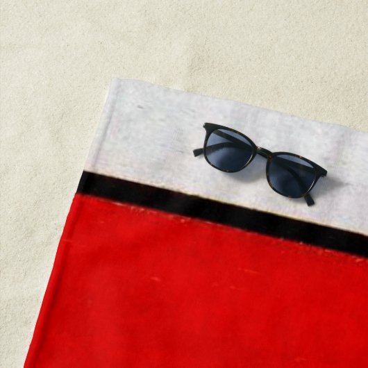 モンドリアン – 大きな赤の飛行機を持つコンポジション ビーチタオル (インサイチュ)