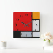 モンドリアン-大きな赤の飛行機 スクエア壁時計 (ホーム)