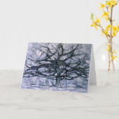 モンドリアン – 有名なグレー絵画の木、 カード (黄色い花)