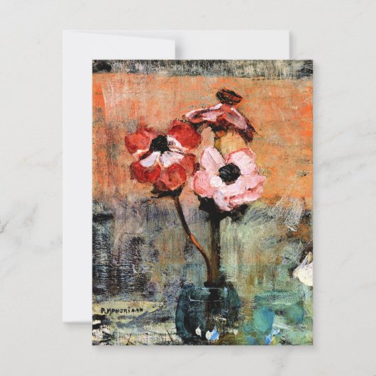 モンドリアン – 花瓶の中のアネモネス、 カード (正面)