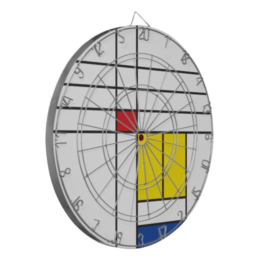 モンドリアンIIミニマリストデスティールモダンデザイン ダーツボード (正面左)