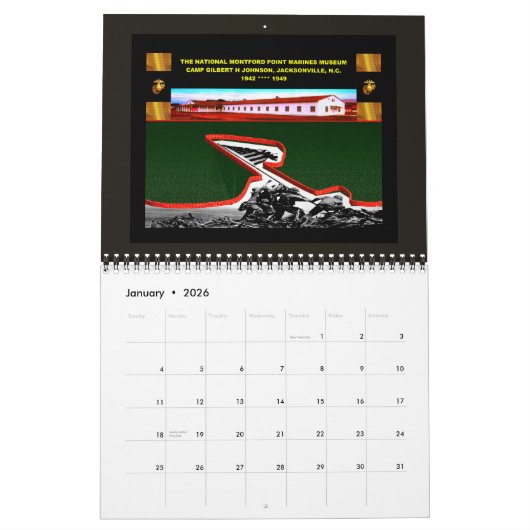 モンフォードポイント海兵隊の歴史 カレンダー (1月 2026)