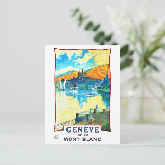 モンブランによって見落とされたジュネーブ湖 ポストカード (スタンド正面)