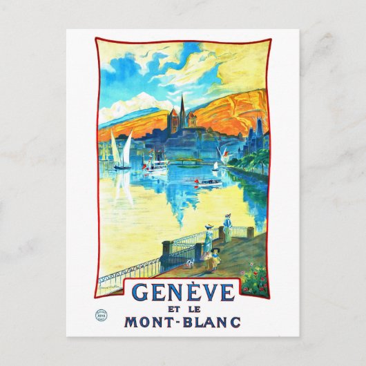 モンブランによって見落とされたジュネーブ湖 ポストカード (正面)