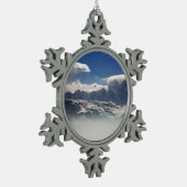 モンブランフランスホリデーカードポスターフォトブロック スノーフレークピューターオーナメント (左)