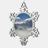 モンブランフランスホリデーカードポスターフォトブロック スノーフレークピューターオーナメント (右)