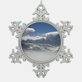 モンブランフランスホリデーカードポスターフォトブロック スノーフレークピューターオーナメント