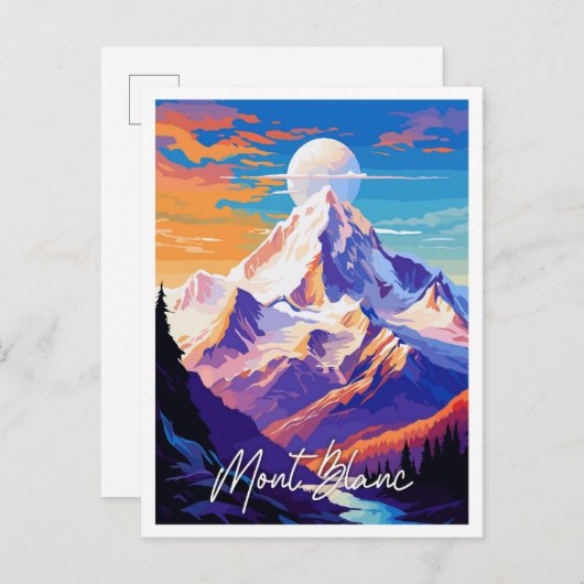 モンブランヴィンテージ旅行イラストレーション ポストカード (正面/裏面)