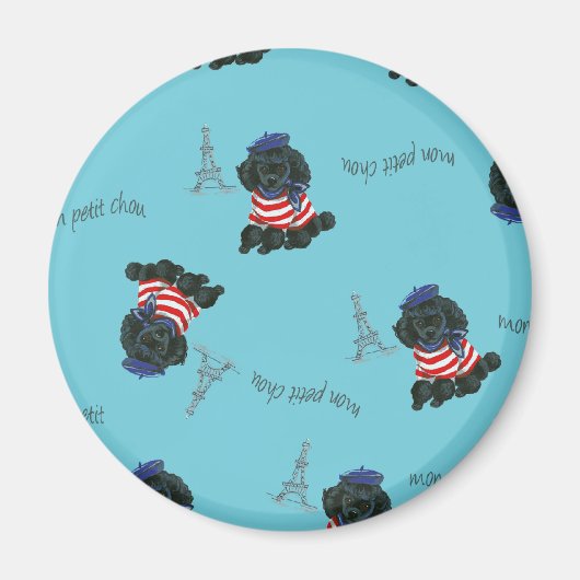 モンプチチョーチョーチョブラックプードルパピー マグネット (正面)