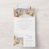 モンペリエシティスケープVermontウォーター結婚カラー オールインワン招待状 (内側)