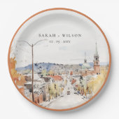 モンペリエシティスケープVermontウォーター結婚カラー ペーパープレート (正面)