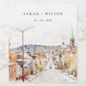 モンペリエシティスケープVermontウォーター結婚カラー ワインラベル (シングルラベル)