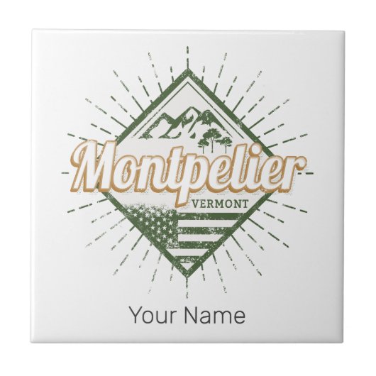 モンペリエバーモントシティ統一された州ヴィンテージUSA タイル (正面)