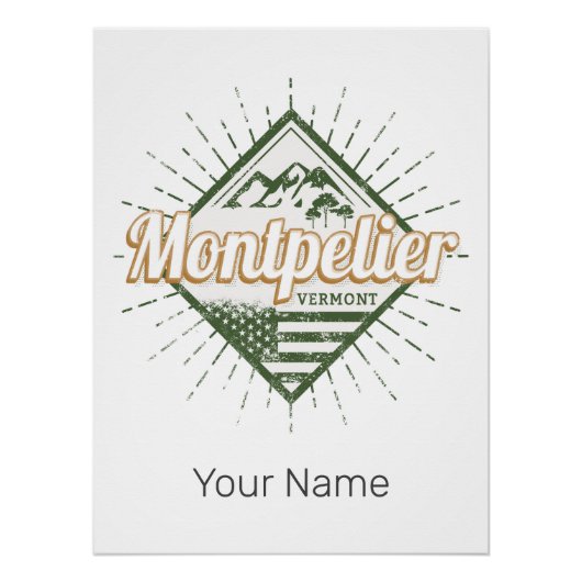 モンペリエバーモントシティ統一された州ヴィンテージUSA ポスター (正面)