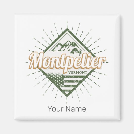 モンペリエバーモントシティ統一された州ヴィンテージUSA マグネット (正面)