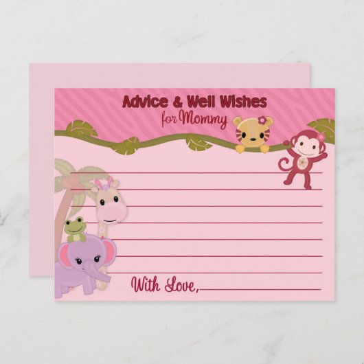 モンマイカードピンクのための甘いジャングルベビーアドバイス アドバイスカード (正面/裏面)