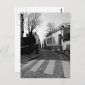モンマルテのCobbled通りの白黒写真 ポストカード (正面/裏面)