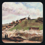 モンマルトルの採石場のある丘（Vincent van Gogh） スクエアシール<br><div class="desc">ヴィンセント・ヴァン・ゴッホによるモンマルトルの採石場のある丘は、フランスのモンマルトルにある採石場の風車と風景を描いた、ポスト印象主義的な建築の絵画である。

画家について:
ヴィンセント・ウィレム・ヴァン・ゴッホは、荒々しい美しさ、感情的な誠実さ、大胆な色彩で最もよく知られるポスト印象主義の画家であった。</div>