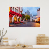 モンマルトルインパリスフランスオールド通りカフェ ポスター (キッチン)