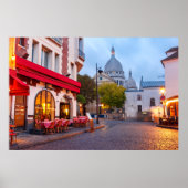 モンマルトルインパリスフランスオールド通りカフェ ポスター (正面)